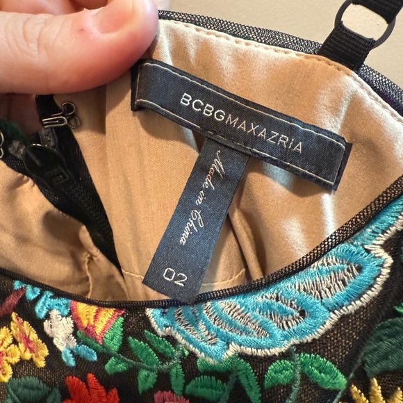 BCBGMaxAzria Black Mobwife floral valentines lined sheath midi dress Y2K 90s 2 - Picture 8 of 10